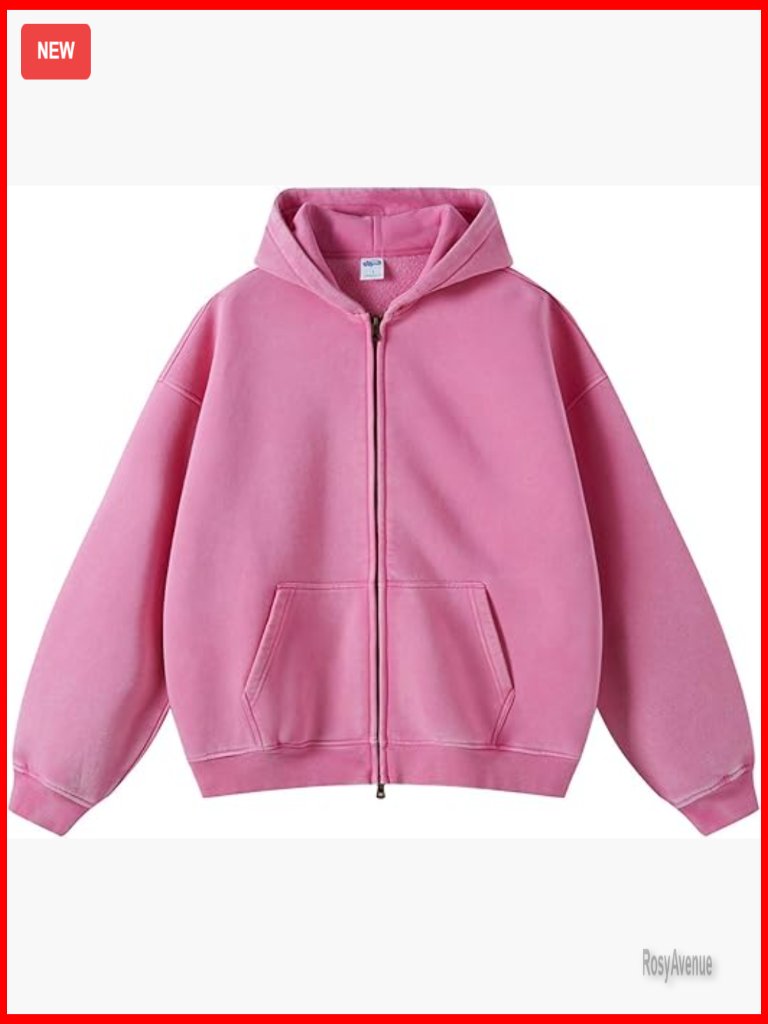 Oversized Zip Up Hoodie With Pockets Y2k Streetwear